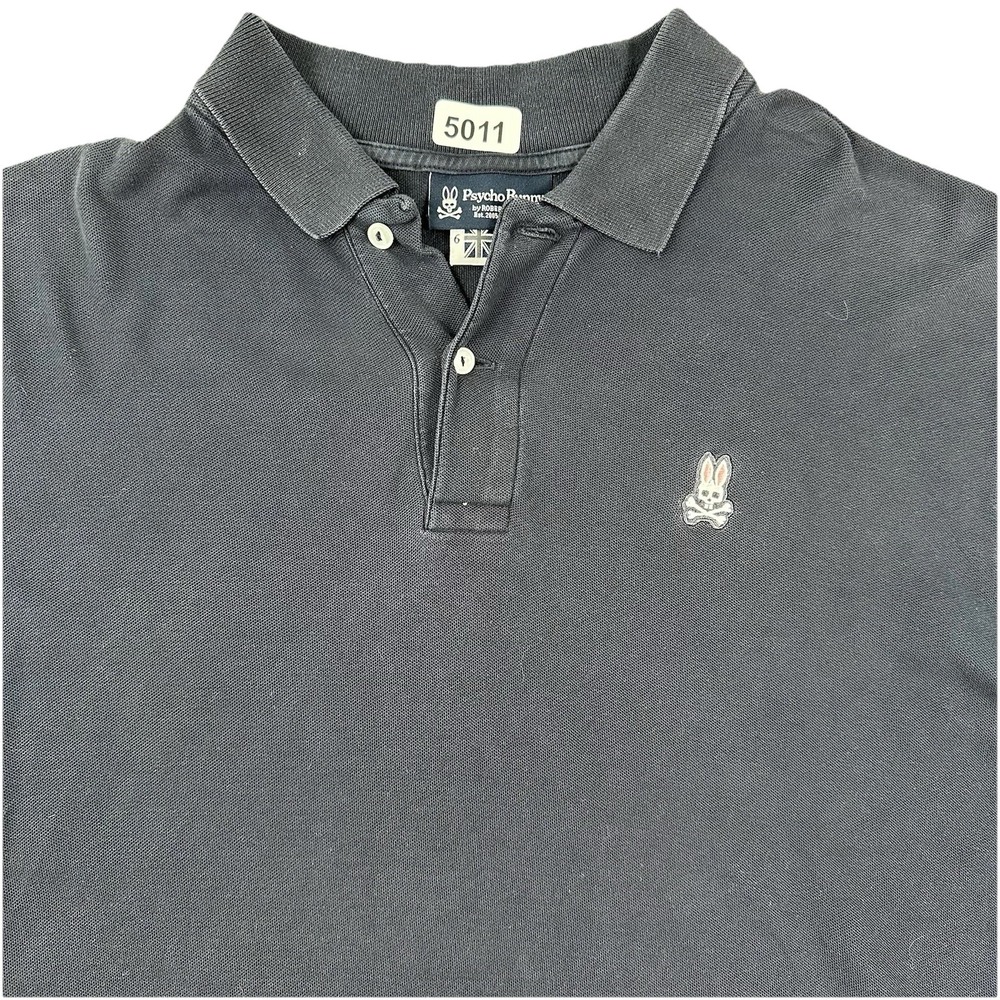 Psycho Bunny Polo Shirt Mens Large 6 Navy Blue Skull Logo Pima Cotton S/S‎